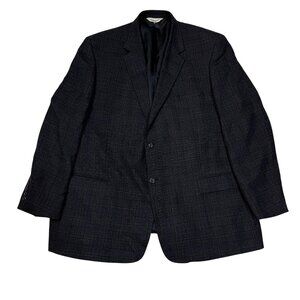 Pronto-Uomo 100 % Lambswool Sport Coat Blazer 50L Blue/Gray Plaid Versitale